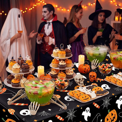 54 Inch X 300 Feet Plastic Table Cover Roll Disposable Halloween Tablecloth Pumpkin Ghost Plastic Table Covers for Halloween Party Decorations (Pumpkin Ghost, 300 Feet)