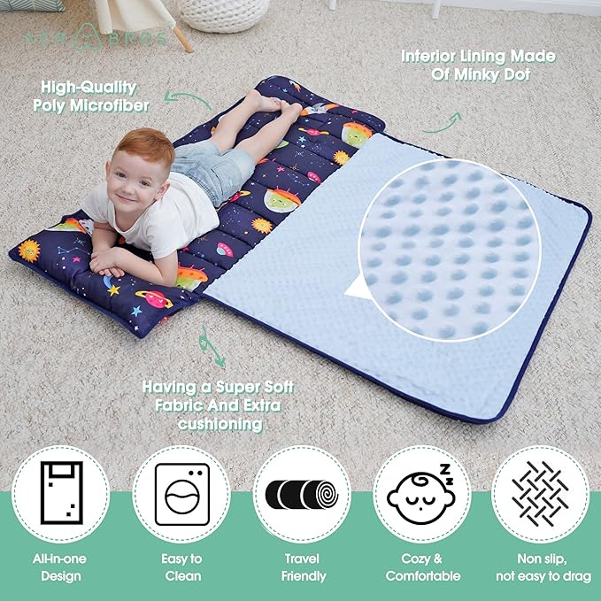 ACRABROS Toddler Nap Mat with Pillow and Blanket, Extra Large Rolled Napping - Image 4