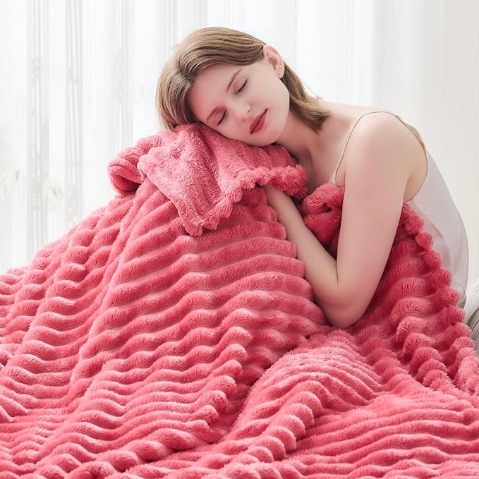 NEWCOSPLAY Super Soft Throw Blanket Coral Pink Premium Silky Flannel Fleece 3D - Image 4