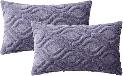 MIULEE Blue Purple Throw Pillow Covers 12x20 Inch, Soft Winter Plush Faux Wool - Image 6
