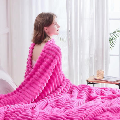 NEWCOSPLAY Super Soft Queen Blanket Hot Pink Premium Silky Flannel Fleece 3D - Image 3