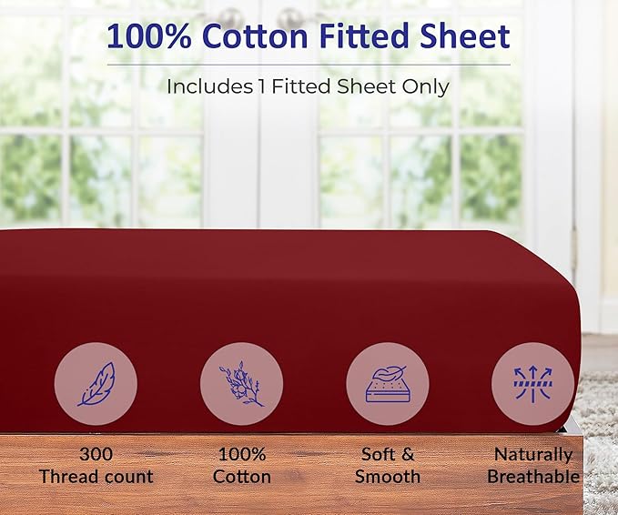 ROYALE LINENS 300 Thread Count 100% Long Staple Combed Cotton Fitted Sheet Full - Image 4