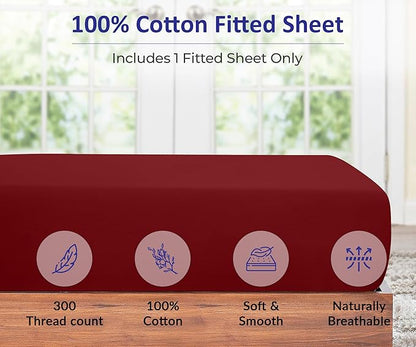ROYALE LINENS 300 Thread Count 100% Long Staple Combed Cotton Fitted Sheet Full - Image 4