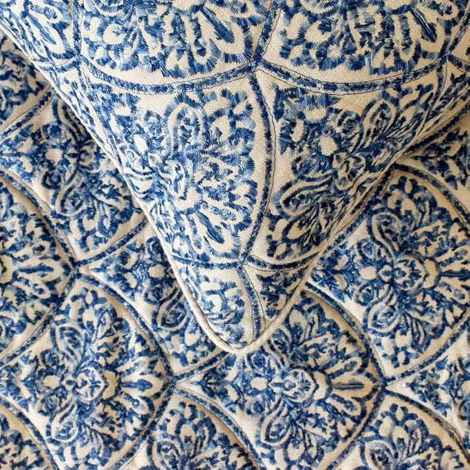 The HomeCentric King/Queen/Twin Blue Decorative Queen 74"x18" Bed Runner - Image 3
