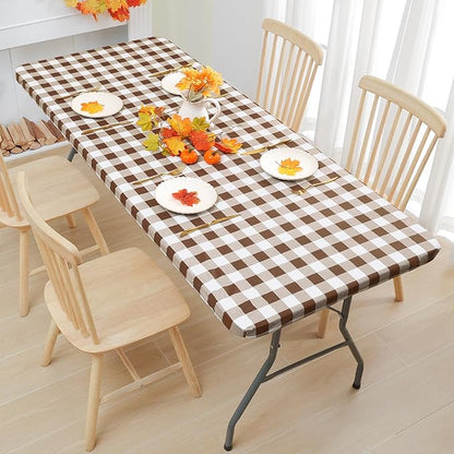 Smiry Rectangle Picnic Table Cloth, Elastic Waterproof Fitted Vinyl Tablecloths - Image 6