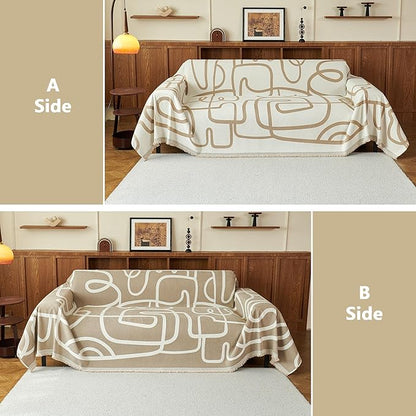 MEETSKY Washable Sofa Cover Boho Geometric Line Chenille Couch Cover - Image 2