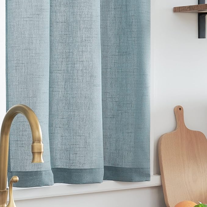 jinchan Kitchen Curtains and Valances Set 3 Pieces Linen Tiers and Valance 24 - Image 8