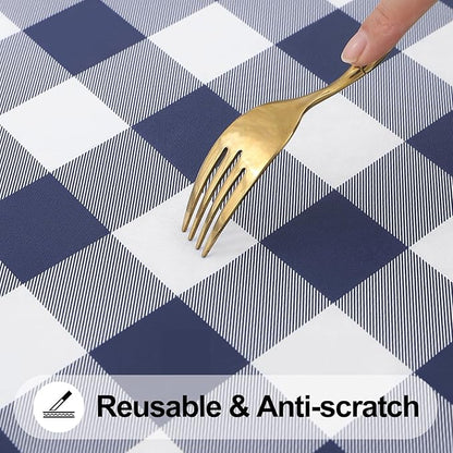 Smiry Rectangle Picnic Table Cloth, Elastic Waterproof Fitted Vinyl Tablecloths - Image 7