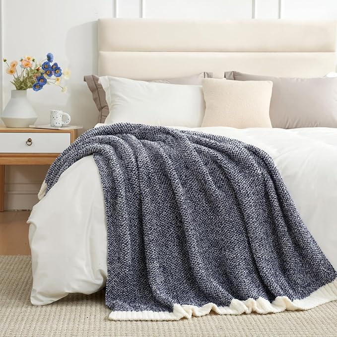 Snuggle Sac Navy Throw Blanket for Couch, Oversized Throw XL Super Soft Warm - Image 6