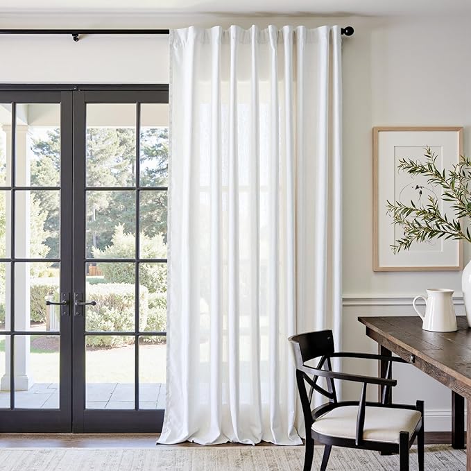 jinchan Linen Blend Curtain 108 inch Extra Long 1 Panel by JINCHAN