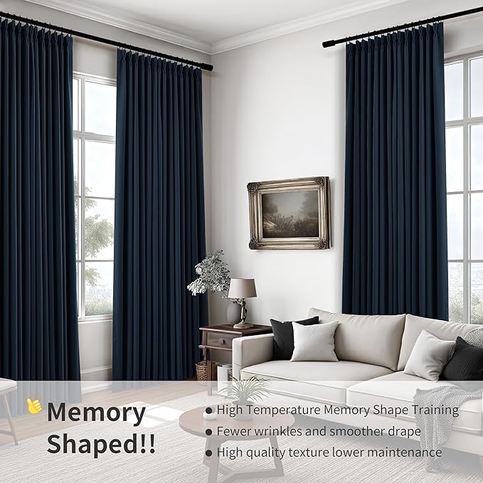 Pinch Pleat 100% Blackout Linen Curtains 96 Inches Long - Image 7
