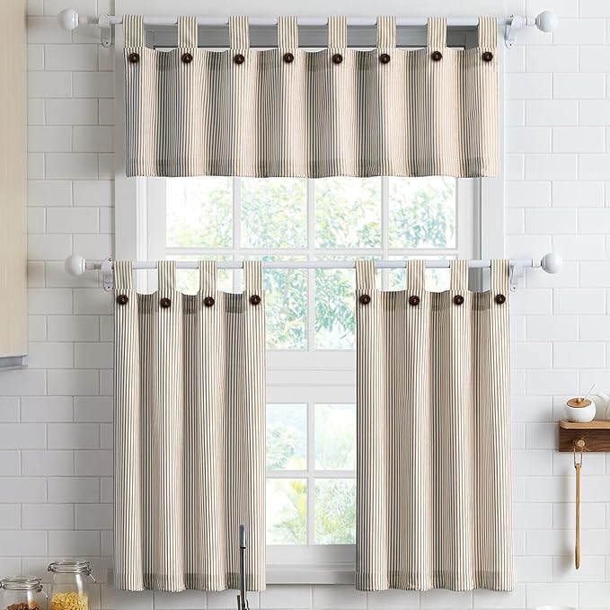 July Joy Cotton Tier Curtains 24 Inches Long Country Kitchen Curtains Tab Top - Image 5