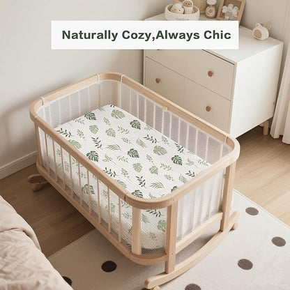 Muslin Bedside Sleeper Bassinet Fitted Sheets, 3 Pack Cotton Baby Sheet - Image 2
