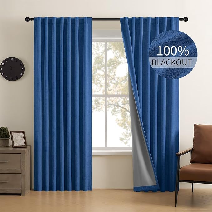 CUCRAF Custom Linen 100% Total Blackout Curtains, Light Blocking Drapes Thermal - Image 4
