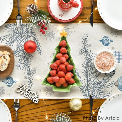 Artoid Mode Blue Pine Trees Merry Christmas Table Runner, Winter Xmas Holiday - Image 3