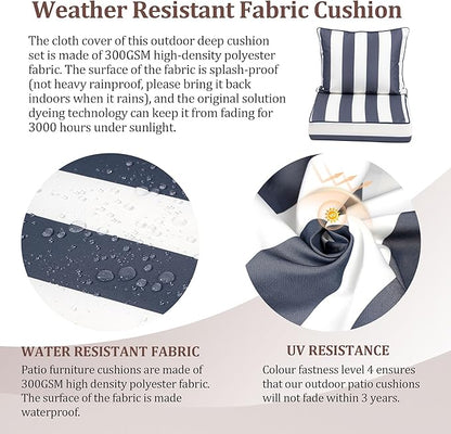 Outdoor Deep Seat Cushions for Patio Furniture Set of 2, Waterproof Outdoor - Image 3