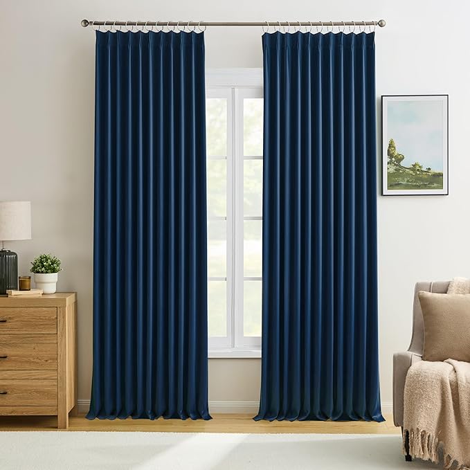 KEQIAOSUOCAI Navy Blackout Curtains 72 Wide x 90 inch Long 2 Panels by KEQIAOSUOCAI