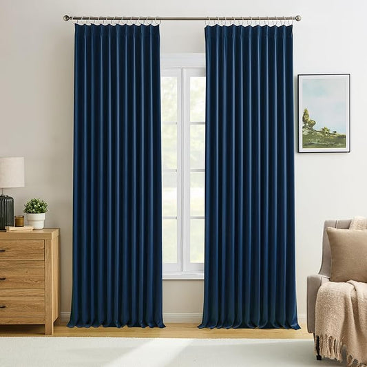 KEQIAOSUOCAI Navy Blackout Curtains 72 Wide x 95 inch Long 2 Panels by KEQIAOSUOCAI