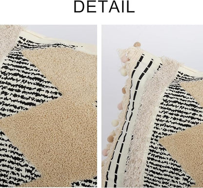 1Pc Boho Textured Lumbar Pillow Cover 12x 20, Diamond Woven Tufted Farmhouse - Image 2