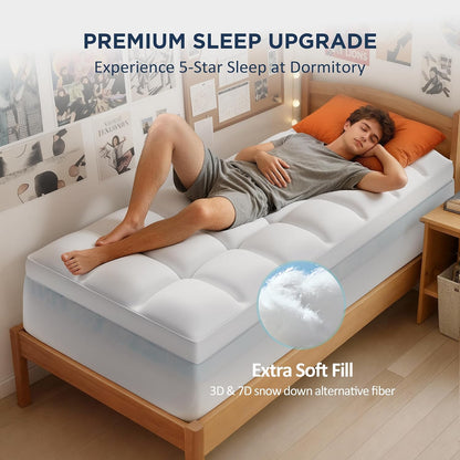 twin size dual layer 4 inch memory foam, side view