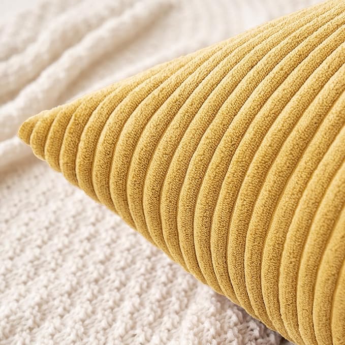 MIULEE Winter Fall Pack of 2 Corduroy Soft Soild Decorative Square Throw Pillow - Image 4