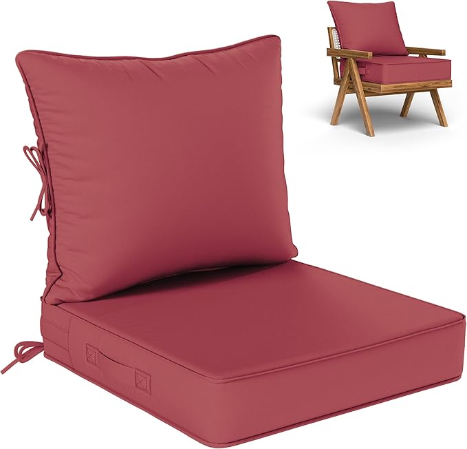 Outdoor Seat Cushion Set 22 L × 22 W × 4 H Inch Waterproof & Fade Resistant by VisitheKimunukStore