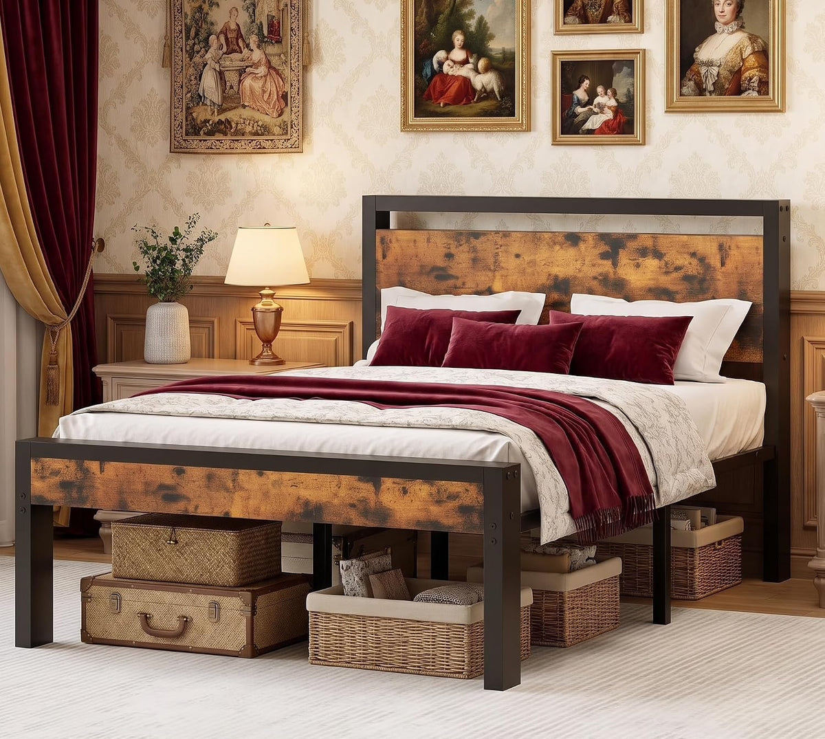 olixis metal twin bed frame with wood headboard, main product view