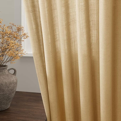 Extra Long Gold Yellow Linen Curtains 120 Inch - Image 4