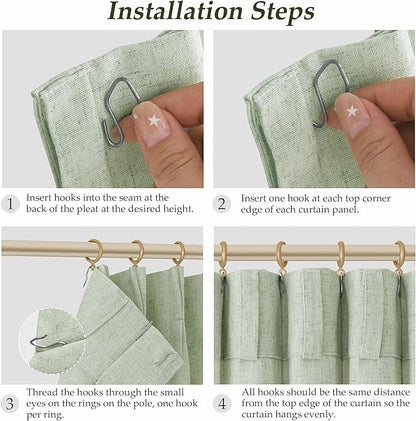 Mist Sage Pinch Pleated Linen Curtains 72 Inch Length 2 Panels - Image 8