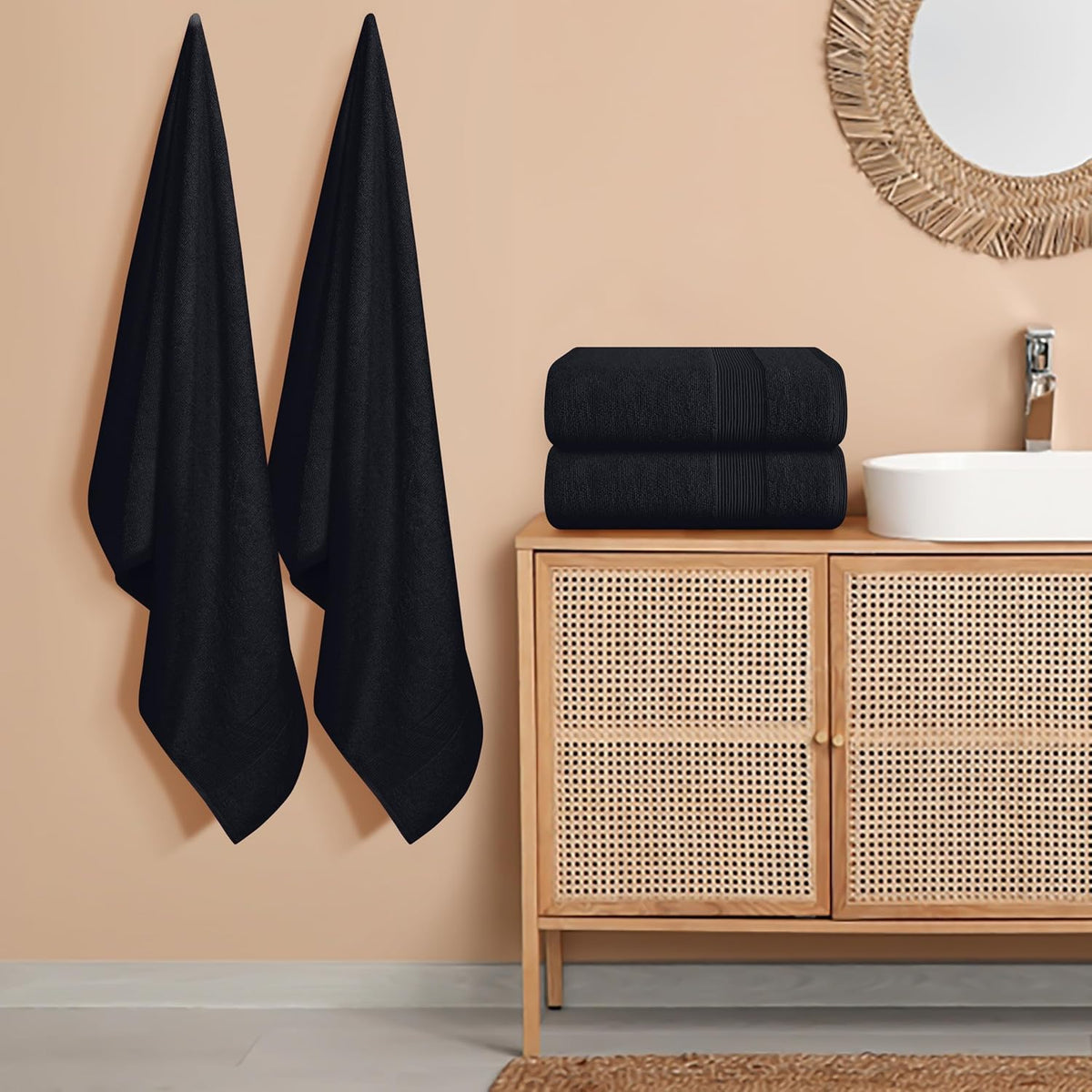 belizzi home 4 pack bath towel set 27x54, close-up detail
