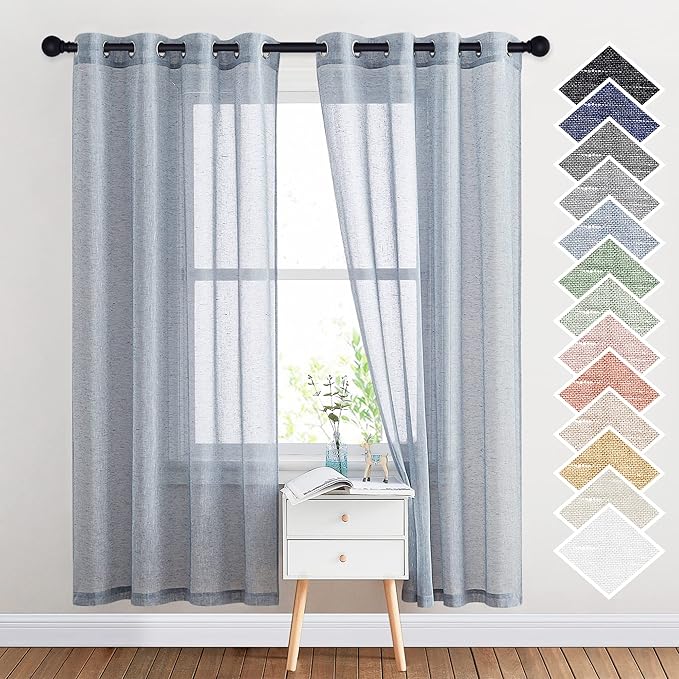 NICETOWN Semi Sheer Linen Blend Window Curtains, Grommet Solid Curtain Privacy by NICETOWN