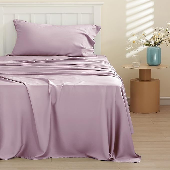 Bedsure Cooling Sheets Twin, Rayon Derived from Bamboo, Breathable & Soft Twin - Image 2