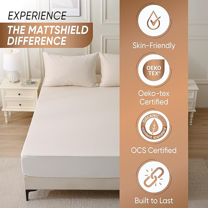 Deluxe Cooling Waterproof Organic Mattress Protector Full - Image 3