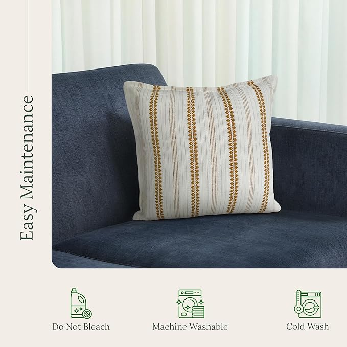SanVia Sunshine Premium Cotton Throw Pillow Covers, 20 x 20 Inches, Artisan Made - Image 6