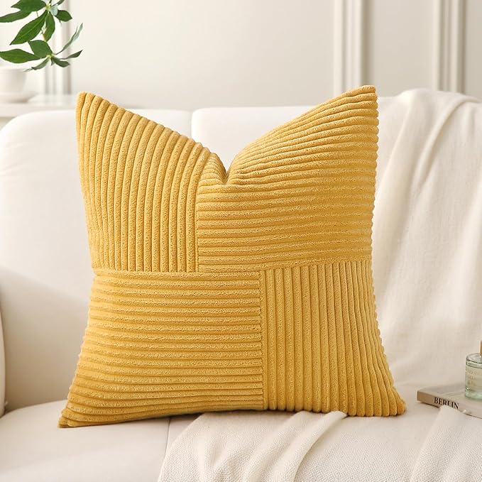 Yellow Throw Pillow Covers 18x18 inch, Farmhouse Home Decor, Boho Decorative - Image 6
