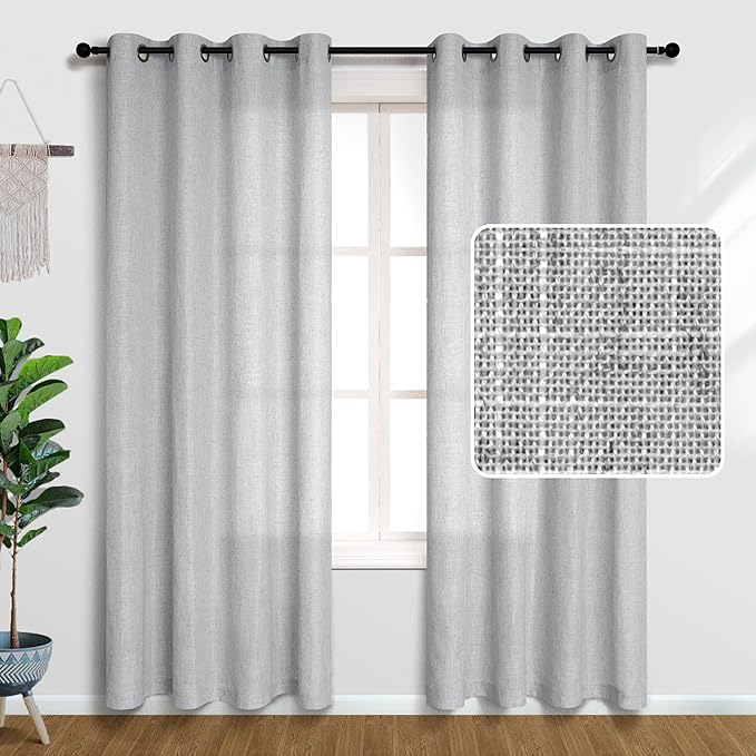 Light Grey Curtains 84 Inch Length by Pitalk