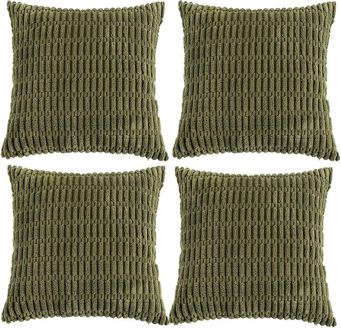 Fancy Homi 4 Packs Boho Moss Green Decorative Throw Pillow Covers 26x26 Inch by Fancy+Homi