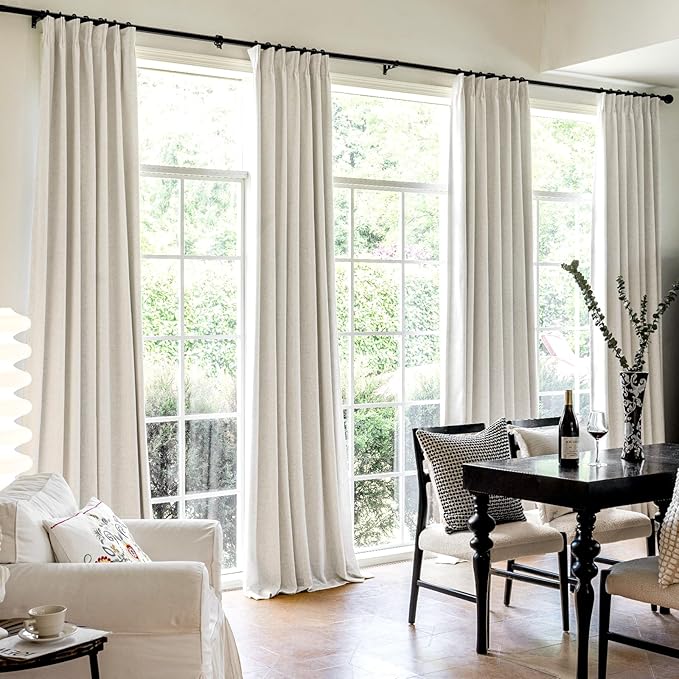 IVAPUPU Natural Pinch Pleated 100% Blackout Curtains Linen Blend Room Darkening - Image 7
