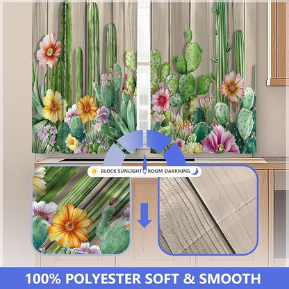 Aimego Cactus Floral Kitchen Curtains - Image 5