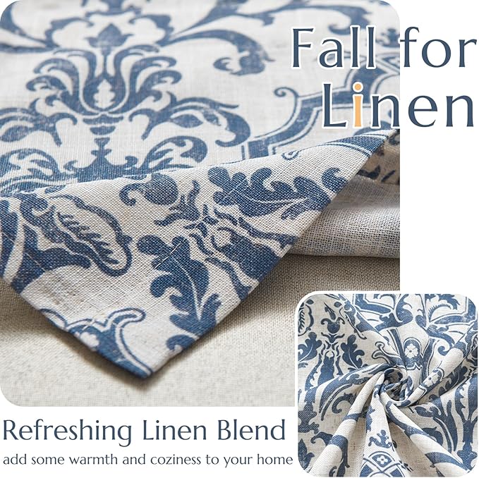 jinchan Linen Valance Curtain for Kitchen Vintage Damask Floral Blackout - Image 8