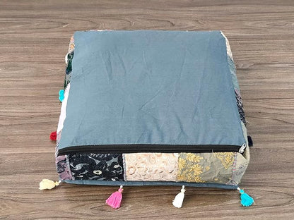CRAFT KALA Indian Square Patchwork Traditional Pouf Cover Indian Living Room - Image 9