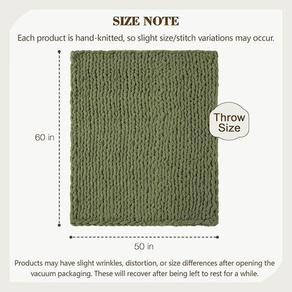 Carriediosa Chunky Knit Throw Blanket 50" X 60", 100% Hand Made Large Chenille - Image 3
