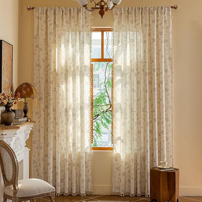 ENJOYBRIDAL Purple Floral 84 Inch Curtains by ENJOYBRIDAL