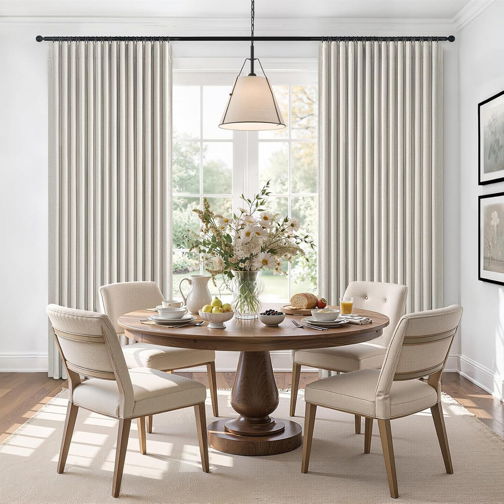 90 Inch Blackout Linen Curtains for Bedroom Natural Beige 52 Inch Wide