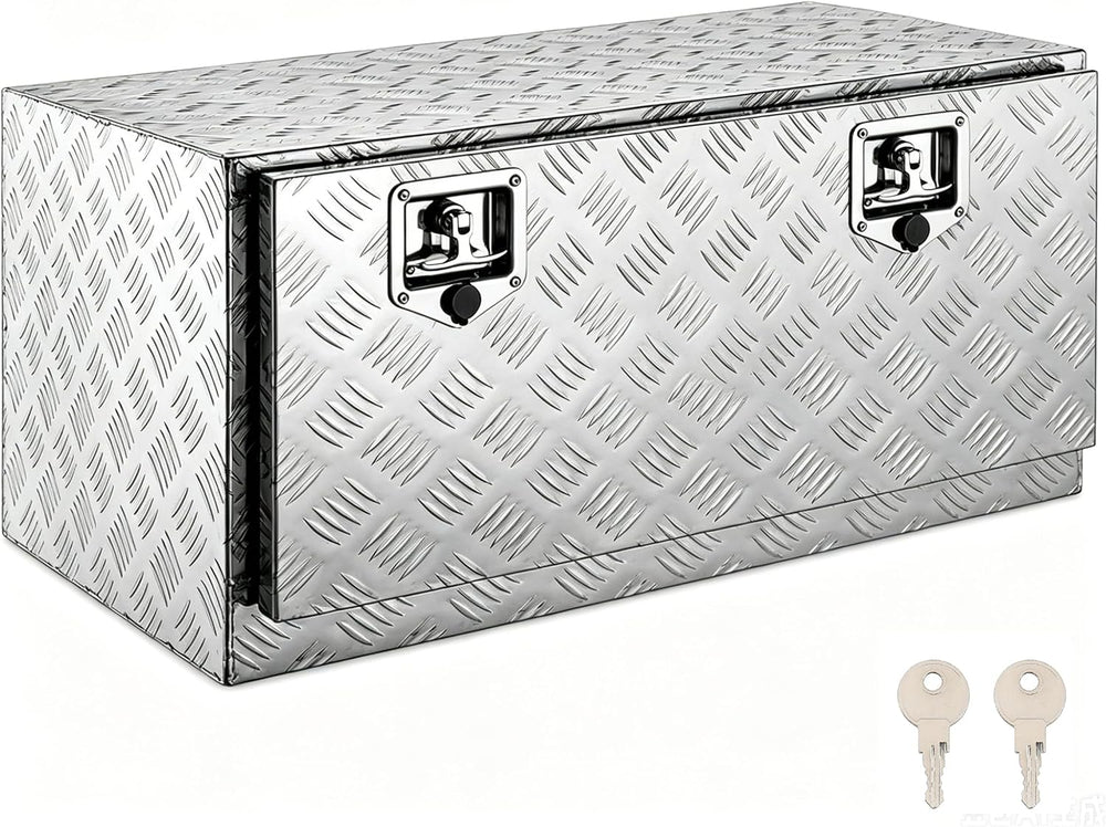30 Inch Aluminum Underbody Tool Box, RV Trailer Flatbed Storage Box, Weather‑...