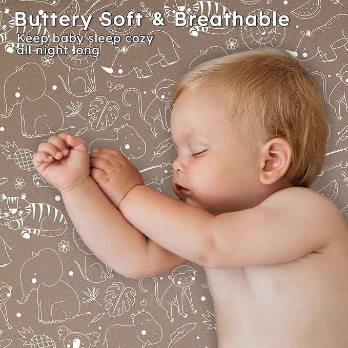 Baby Crib Sheets for Boys Girls Neutral, 2 Pack Crib Mattress Sheet for - Image 3