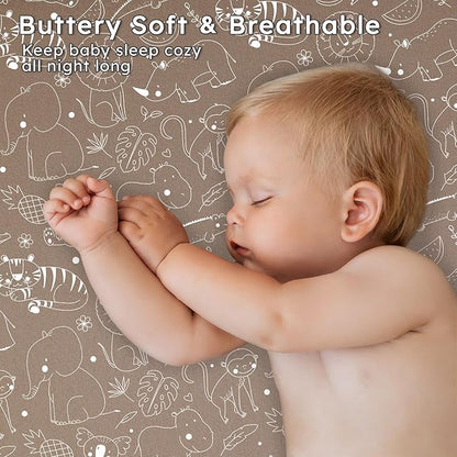 Baby Crib Sheets for Boys Girls Neutral, 2 Pack Crib Mattress Sheet for - Image 3