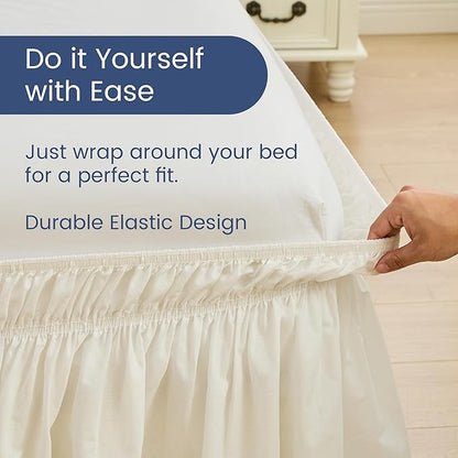 BISELINA Wrap Around Bed Skirts 17" Drop, Cotton Adjustable Elastic Dust - Image 4