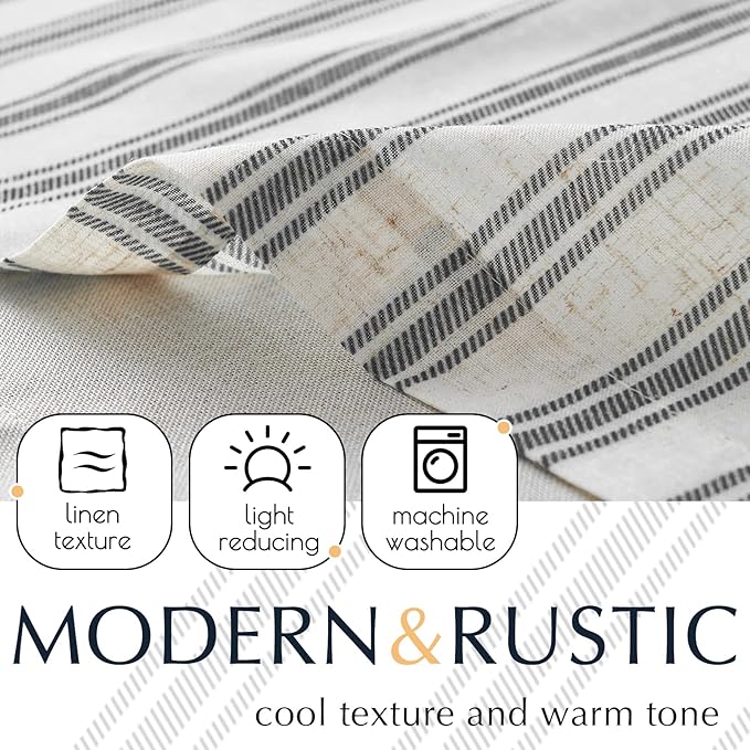 jinchan Striped Linen Valance Curtain Blackout Double Layer Valance - Image 5