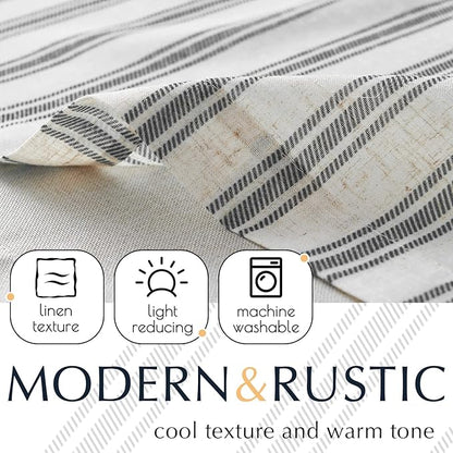jinchan Striped Linen Valance Curtain Blackout Double Layer Valance - Image 5